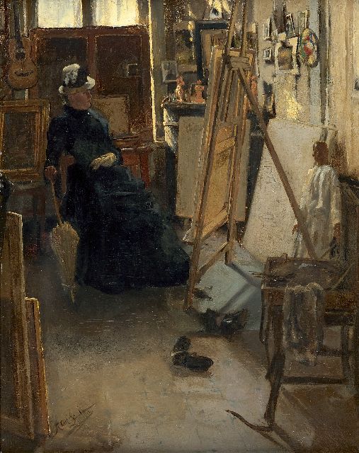 Hendrik Luyten | Op het schildersatelier, olieverf op paneel, 40,2 x 32,1 cm, gesigneerd l.o. en gedateerd '84