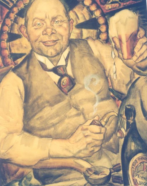 Gestel L.  | Piet Boendermaker, zwart krijt en aquarel op papier 77,5 x 69,0 cm, gesigneerd r.o. en gedateerd 1 aug Bergen 1917 r.o. op de fles
