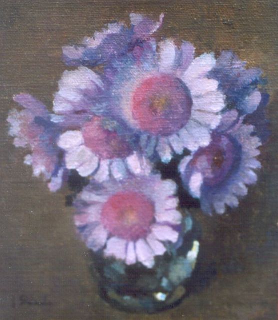 Joop Stierhout | Zomerbloemen, olieverf op doek op paneel, 15,2 x 13,2 cm, gesigneerd l.o.