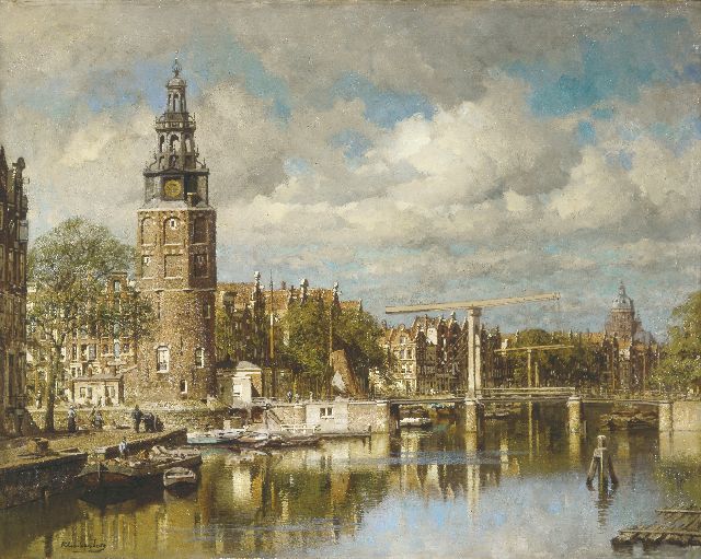 Karel Klinkenberg | De Montelbaanstoren te Amsterdam, olieverf op doek, 80,0 x 100,0 cm, gesigneerd l.o.