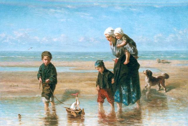 Jozef Israëls | Kinderen der zee, olieverf op doek, 91,5 x 132,1 cm, gesigneerd l.m. en te dateren ca. 1863