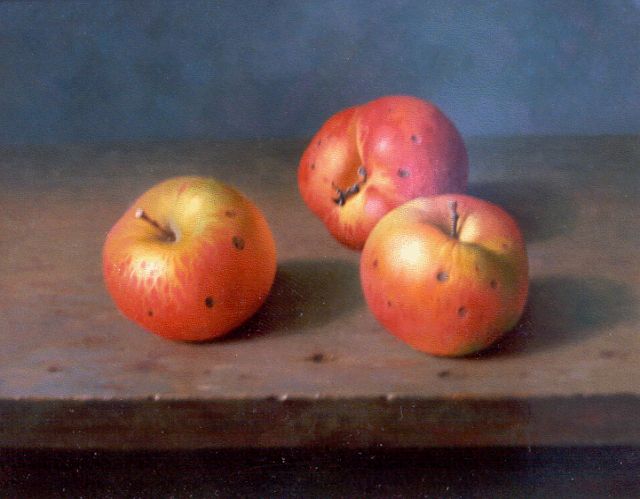 Gyula Bubarnik | Stilleven van drie appels, koper, 24,0 x 31,0 cm, gesigneerd r.o.