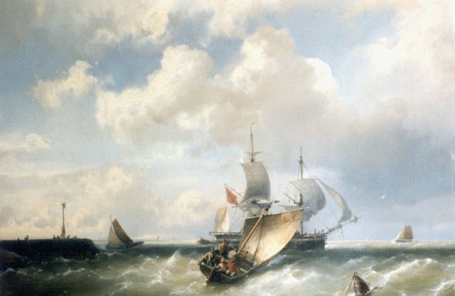Jan H.B. Koekkoek | Zeilschepen op ruwe zee, olieverf op doek, 37,7 x 54,2 cm, gesigneerd l.o. en gedateerd '59