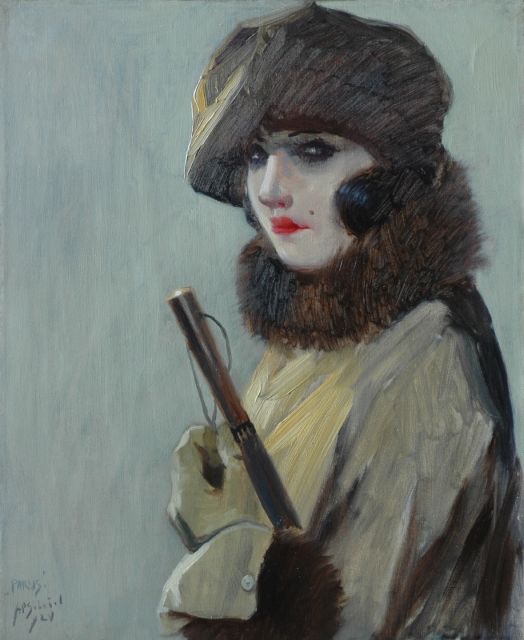 Schotel A.P.  | Portret van een Parisienne, olieverf op doek 56,5 x 46,3 cm, gesigneerd l.o. en gedateerd '24 l.o. en 1924 verso