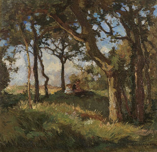 Johannes Evert Akkeringa | In het duinbos, olieverf op doek, 29,0 x 30,0 cm, gesigneerd r.o.