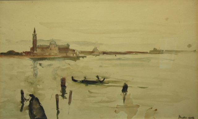Storm van 's-Gravesande C.N.  | Gezicht op de San Giorgio, Venetië, aquarel op papier 34,0 x 55,0 cm, gedateerd 1902