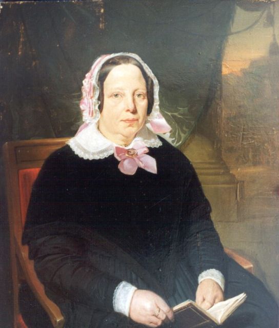 Hollandse School, 19e eeuw   | Portret van een vrouw, olieverf op paneel 43,0 x 35,6 cm