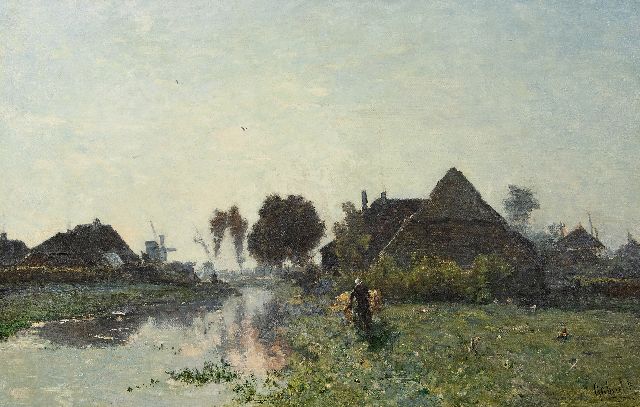Gabriel P.J.C.  | Ochtendstemming bij Veenendaal, olieverf op doek 66,0 x 101,5 cm, gesigneerd r.o. en te dateren ca. 1870