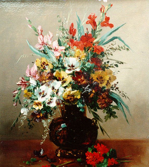 Eugène-Henri Cauchois | Boeket veldbloemen, olieverf op doek, 65,3 x 54,0 cm, gesigneerd r.o.