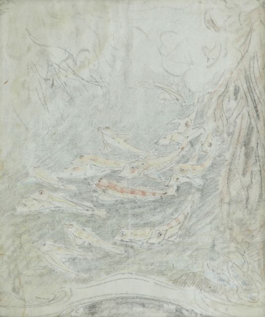 Gerrit Willem Dijsselhof | Rode ponen, kleurpotlood en krijt op papier, 25,5 x 21,5 cm