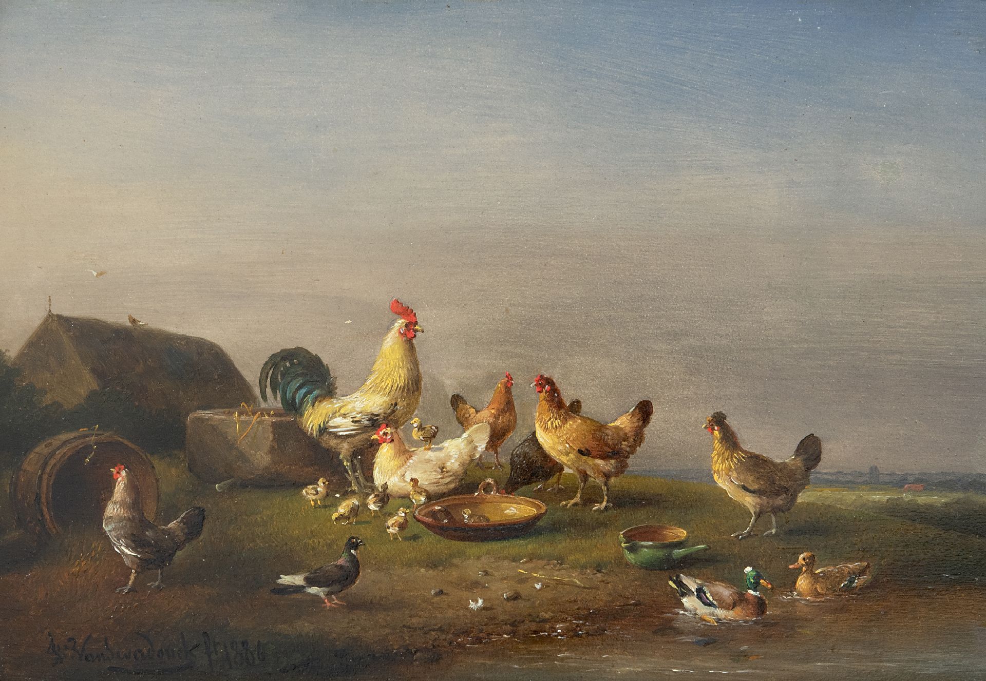 Ziektecijfers Larry Belmont plotseling Frans van Severdonck | Schilderijen te Koop | Pluimvee en vogels in weids  landschap