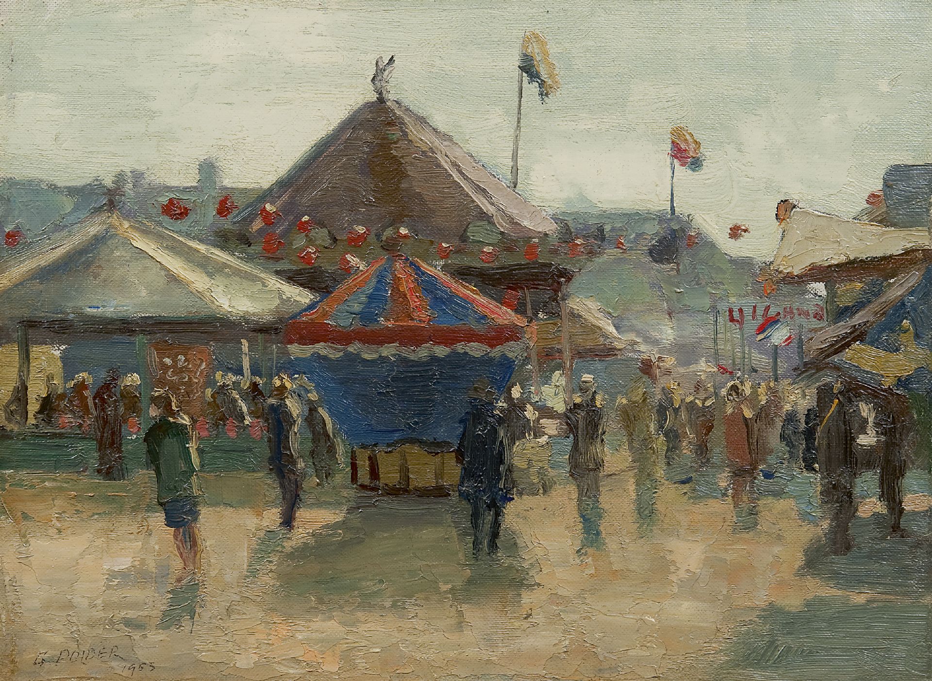 compleet heroïne Officier Gerrit de Polder | Schilderijen te Koop | Kermis op het Malieveld, Den Haag