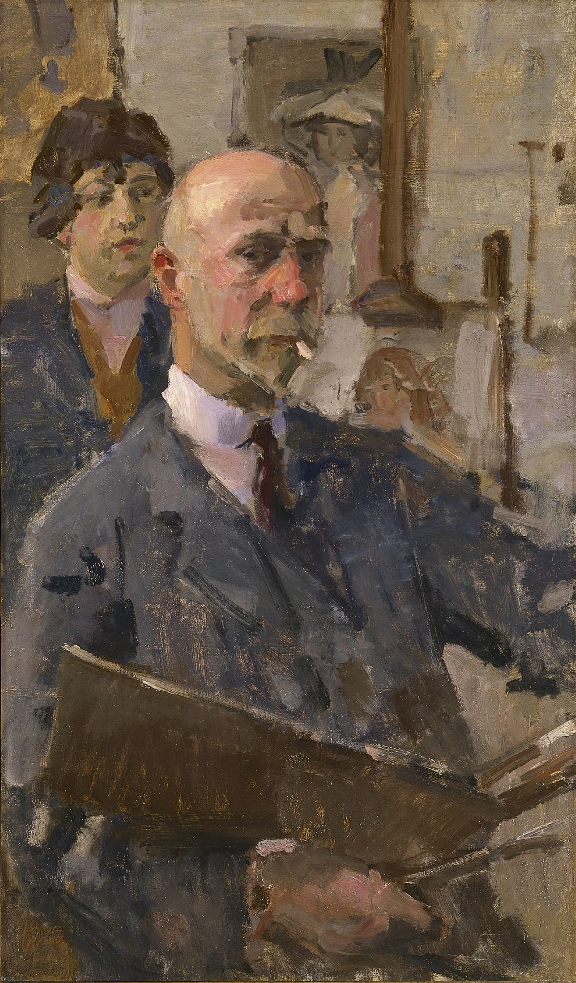 Isaac Israels | Paintings prev. for Sale | Self-portrait with model in studio