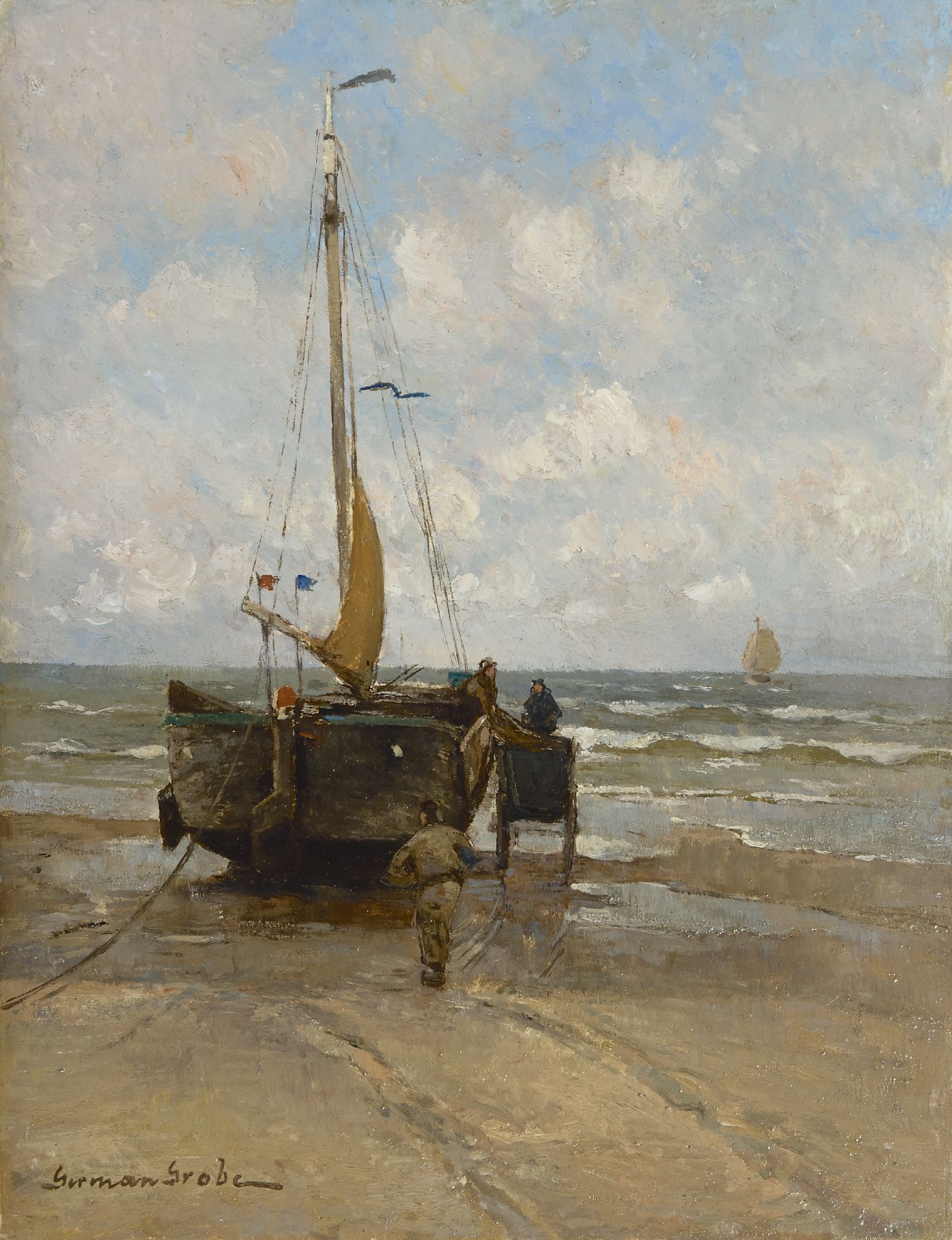 german-grobe-paintings-prev-for-sale-loading-the-nets-katwijk