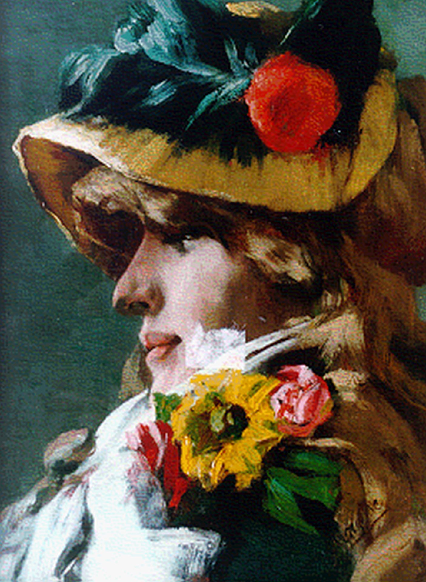 Super Gustave Vanaise | Schilderijen vh. te Koop | Vrouw met hoed LK-49