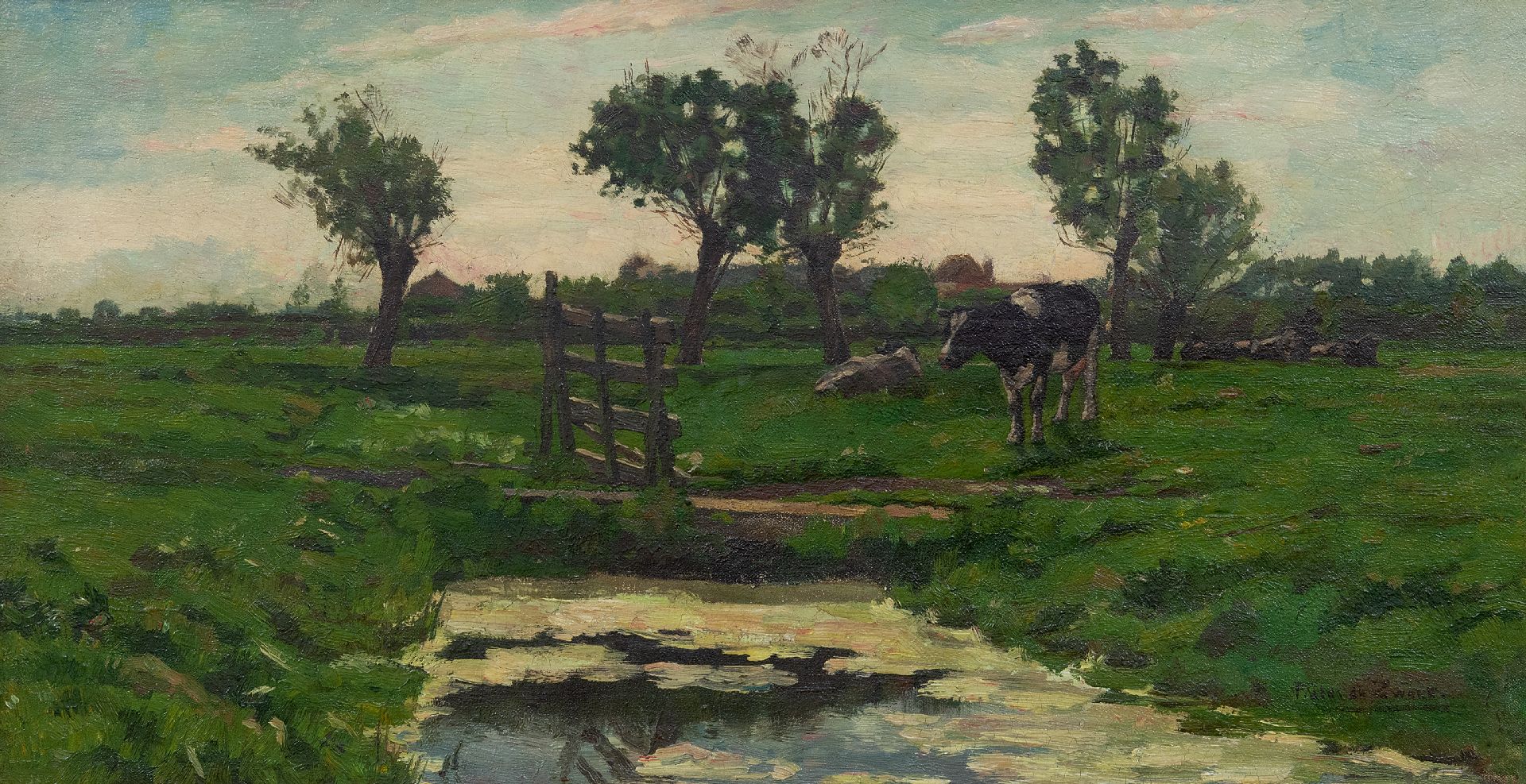 gebied Zuinig Ijver Piet Zwart | Schilderijen te Koop | Koeien bij een hek