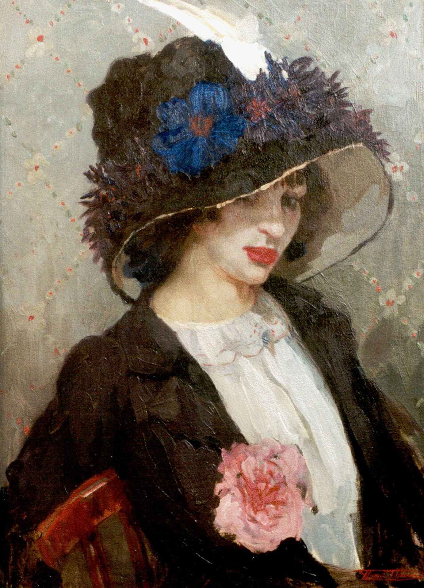 Wonderbaarlijk Henri Thomas | Schilderijen vh. te Koop | Jonge vrouw met hoed MK-89
