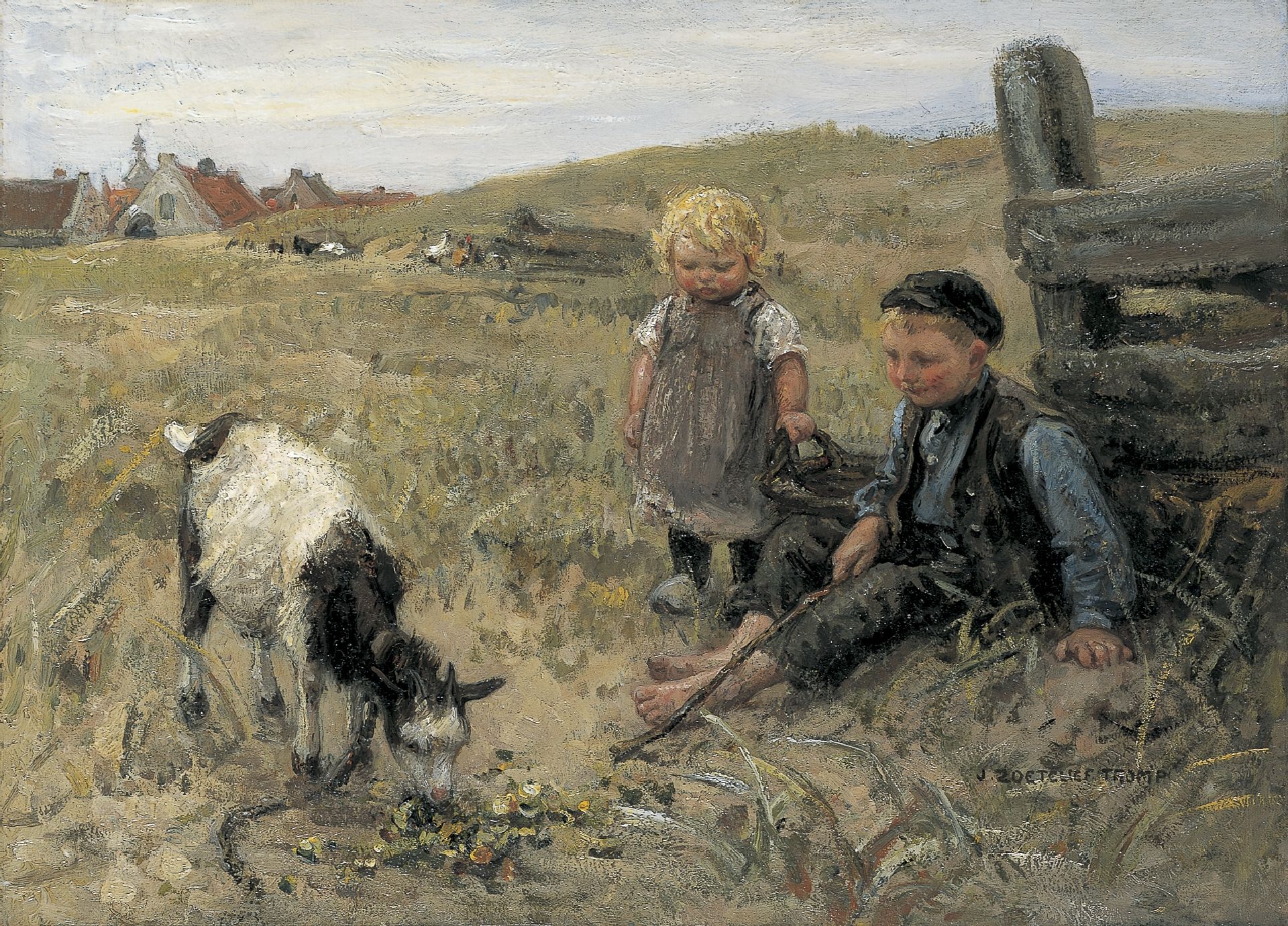 Сельский смех. Johannes 'Jan' Zoetelief Tromp. Jan Zoetelief Tromp (1872–1947). Jan Zoetelief Tromp. Children playing with a Goat kont.