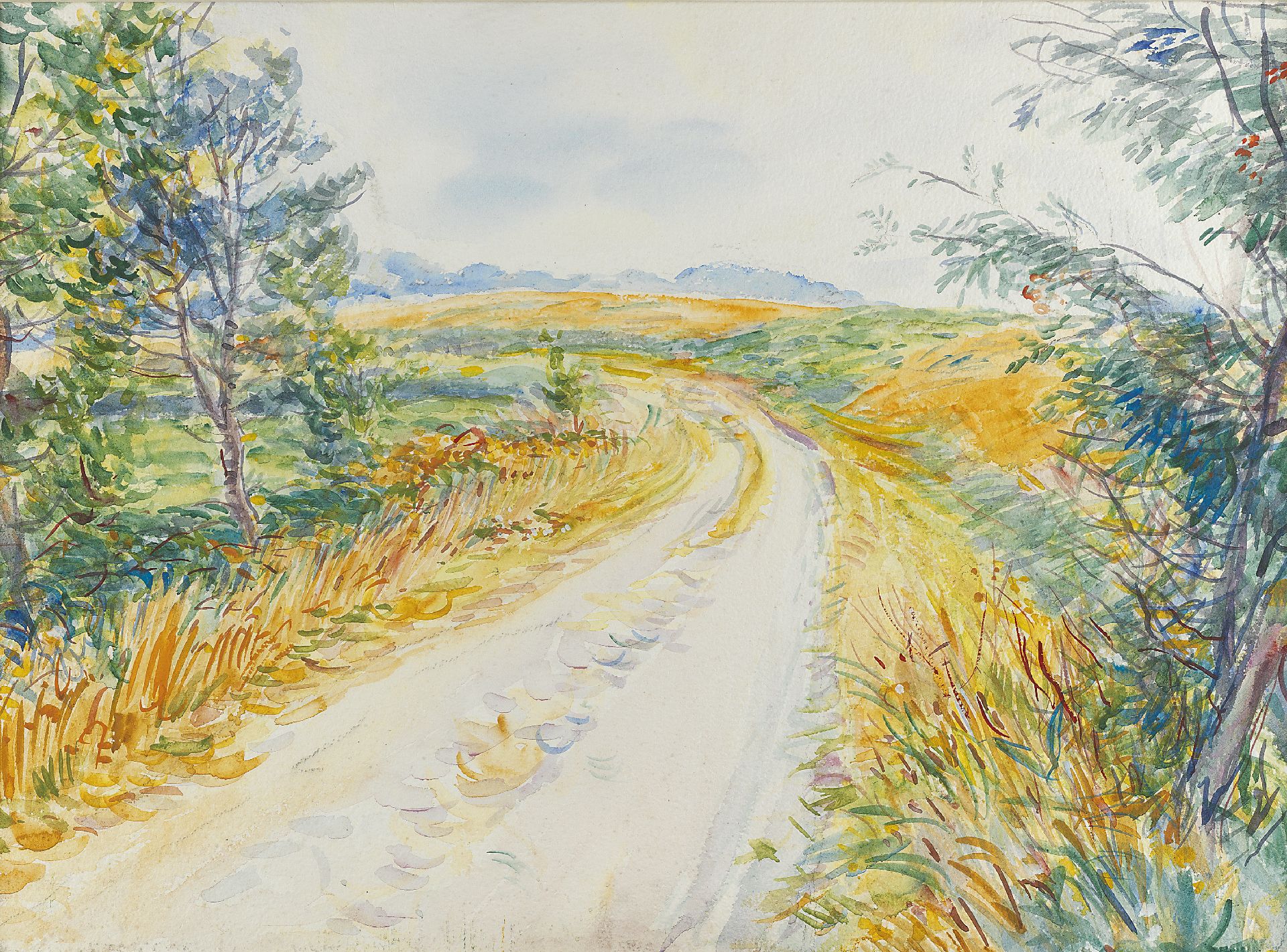 Dijkstra J. Johannes 'Johan' Dijkstra, Gronings landschap, aquarel op