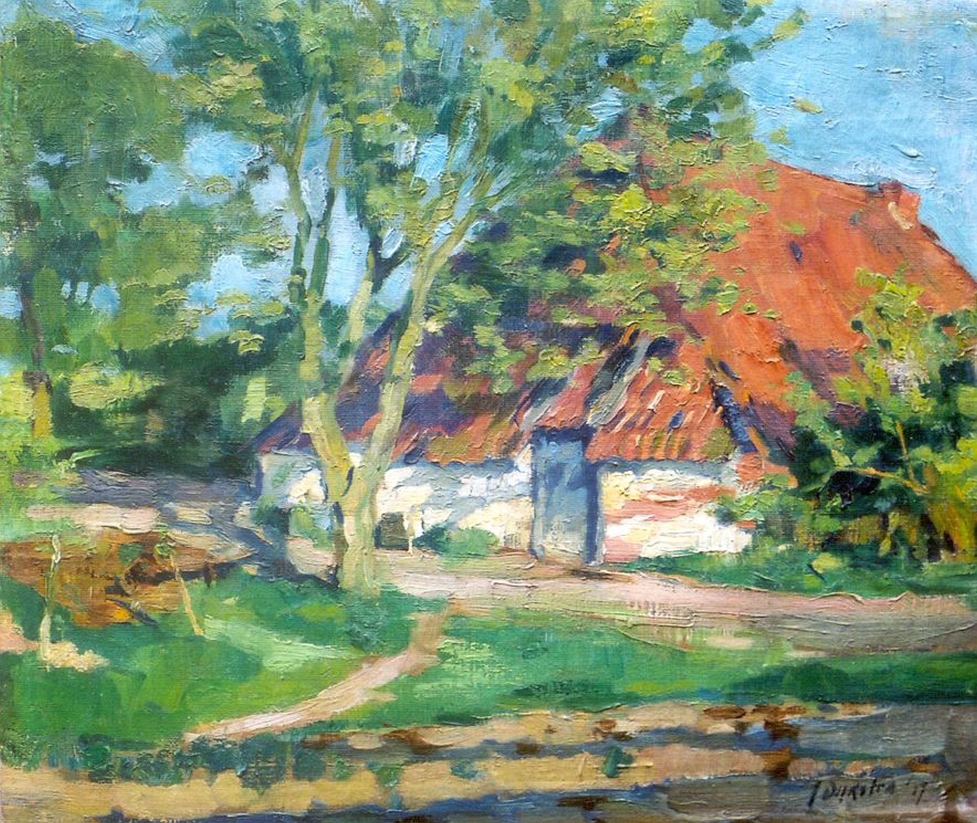 Dijkstra J. Johannes 'Johan' Dijkstra, Boerderij onder geboomte