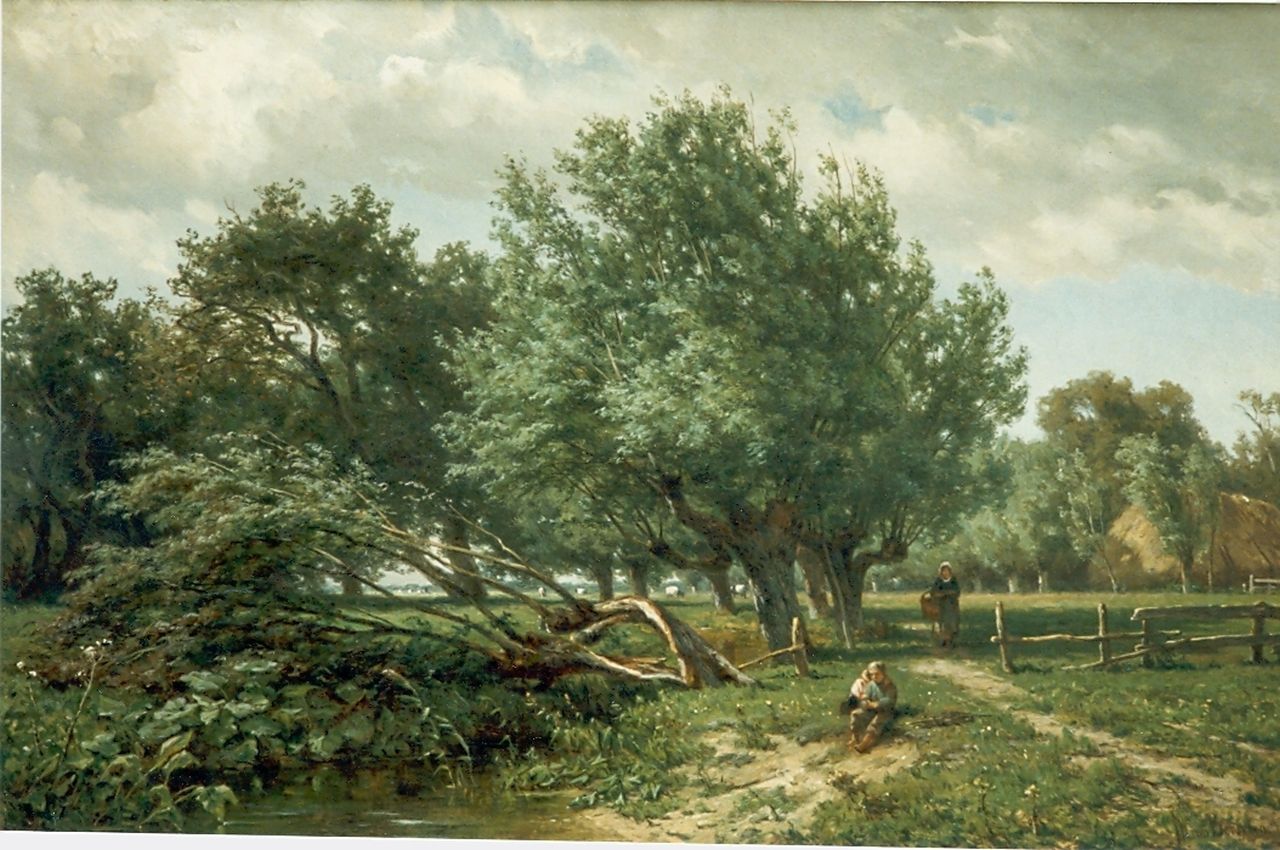 Borselen J.W. van | Jan Willem van Borselen, Boerenlandschap, olieverf op doek 45,5 x 70,5 cm, gesigneerd rechtsonder en gedateerd 1871