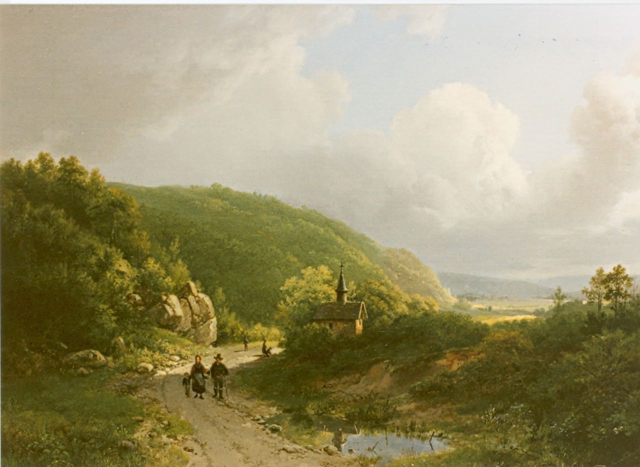 Koekkoek B.C.  | Barend Cornelis Koekkoek, Heuvelachtig zomerlandschap, olieverf op doek 37,5 x 47,0 cm, gesigneerd middenonder en gedateerd 1833