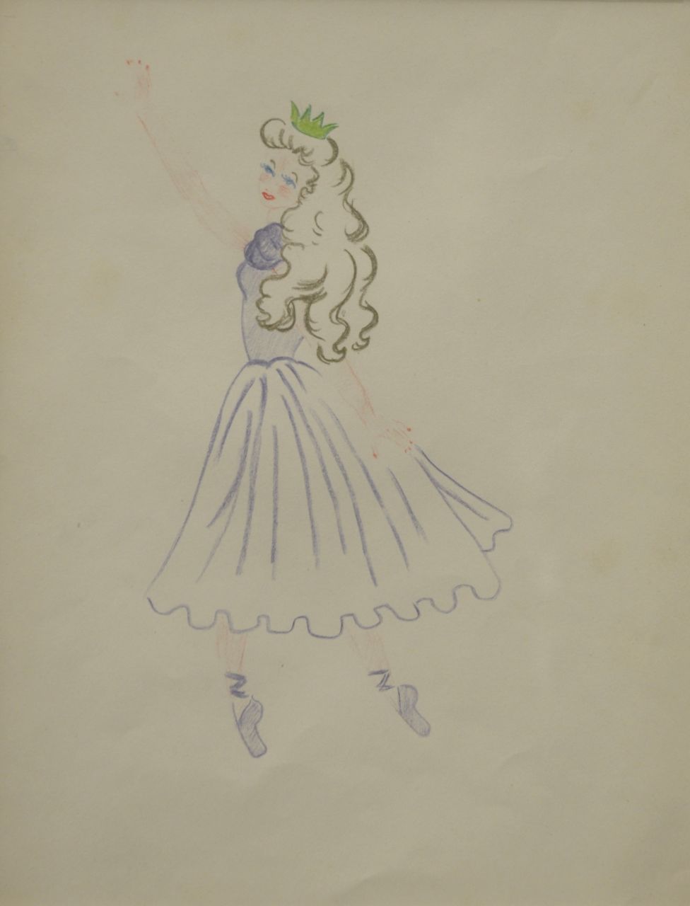 Oranje-Nassau (Prinses Beatrix) B.W.A. van | Beatrix Wilhelmina Armgard van Oranje-Nassau (Prinses Beatrix), Balletprinses, kleurpotlood op papier 30,0 x 23,0 cm