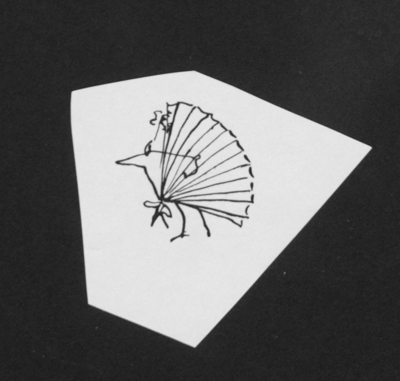 Oranje-Nassau (Prinses Beatrix) B.W.A. van | Beatrix Wilhelmina Armgard van Oranje-Nassau (Prinses Beatrix), Vrouw met regenkapje, potlood en Oost-Indische inkt op papier 5,9 x 6,1 cm, te dateren augustus 1960