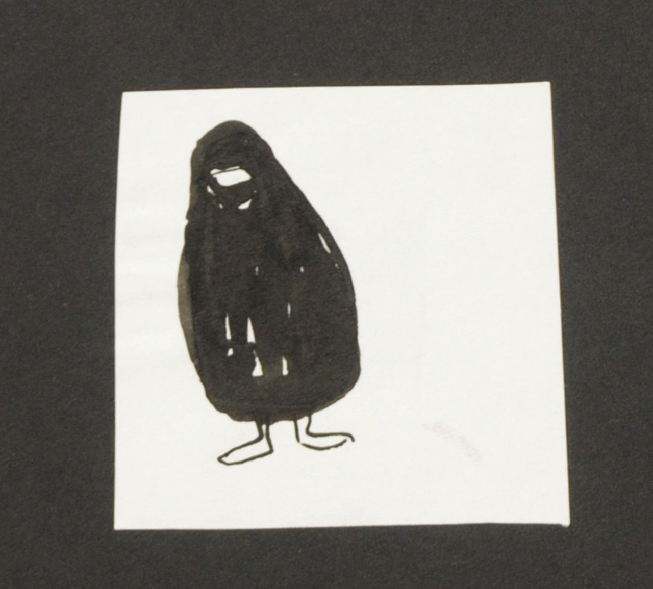 Oranje-Nassau (Prinses Beatrix) B.W.A. van | Beatrix Wilhelmina Armgard van Oranje-Nassau (Prinses Beatrix), Gesluierde vrouw, potlood en Oost-Indische inkt op papier 5,8 x 6,0 cm, te dateren augustus 1960