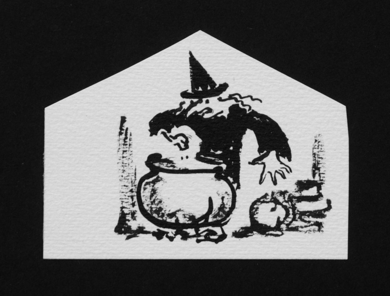 Oranje-Nassau (Prinses Beatrix) B.W.A. van | Beatrix Wilhelmina Armgard van Oranje-Nassau (Prinses Beatrix), Heks, potlood en Oost-Indische inkt op papier 6,7 x 9,0 cm, te dateren augustus 1960