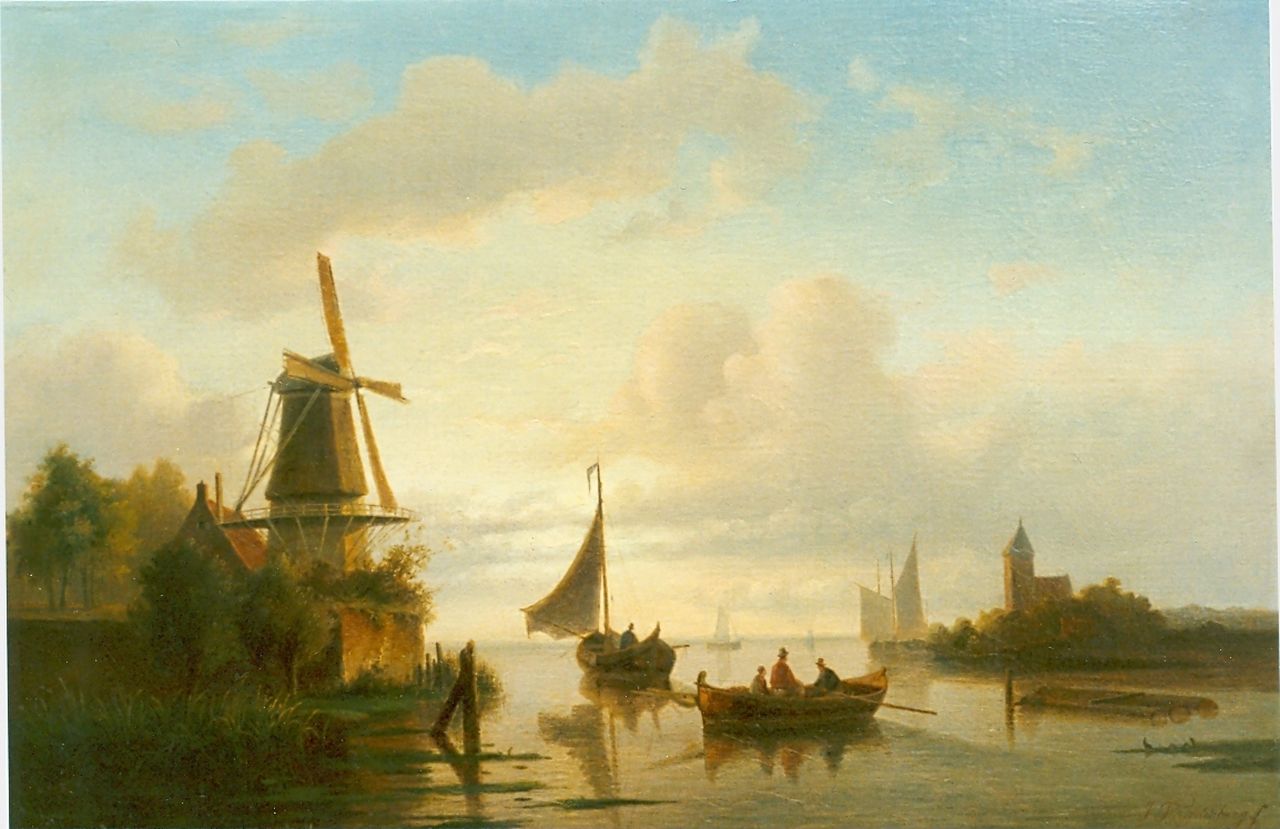 Freudenberg J. | Jacobus Freudenberg, 'n Vredige morgen op het water, olieverf op doek 33,2 x 49,0 cm, gesigneerd rechtsonder Freudenberg J. | Jacobus Freudenberg, 'n Vredige morgen op het water, olieverf op doek 33,2 x 49,0 cm, gesigneerd rechtsonder