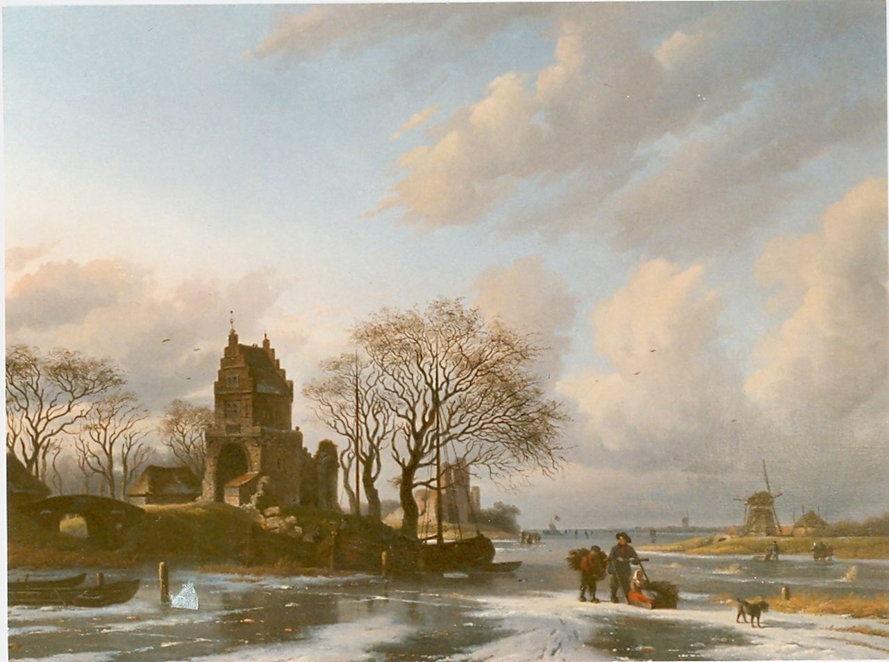 Eymer A.J.  | Arnoldus Johannes Eymer, Hollands ijsgezicht, olieverf op doek 65,0 x 87,3 cm, gesigneerd linksonder en gedateerd 1850