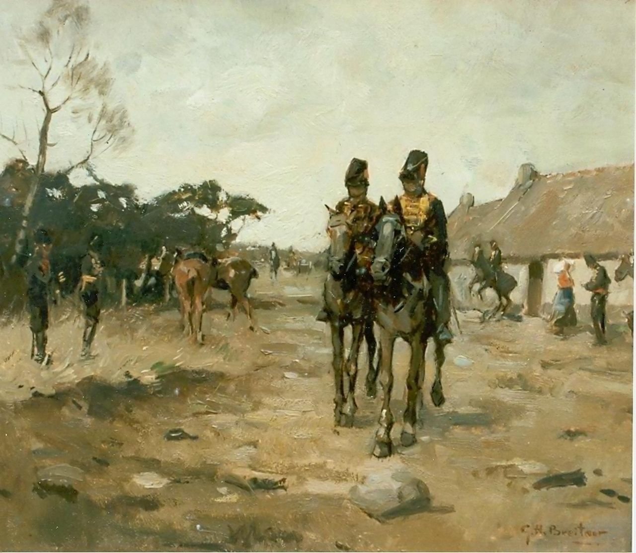 Breitner G.H.  | George Hendrik Breitner, Artillerie te paard, olieverf op doek, gesigneerd rechtsonder