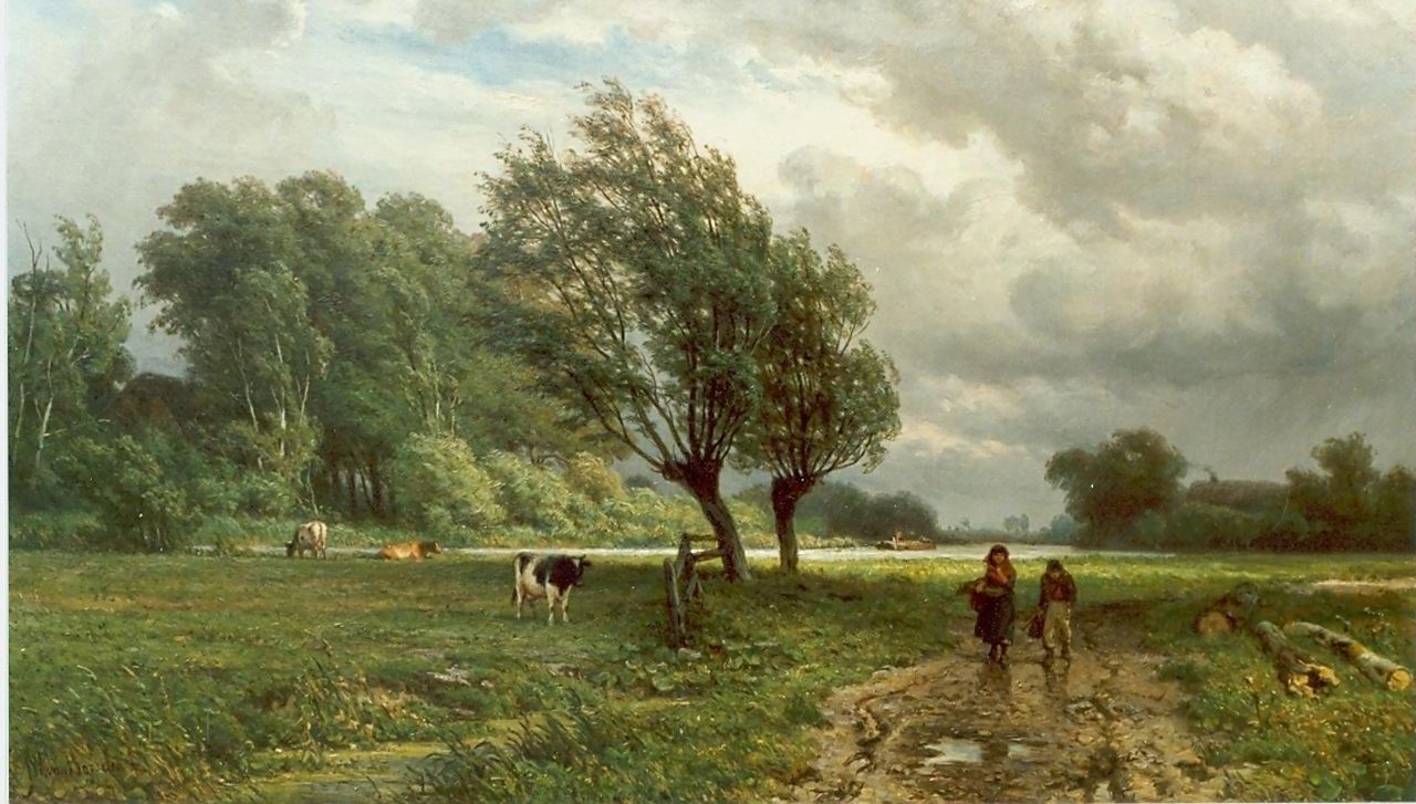 Borselen J.W. van | Jan Willem van Borselen, Na regen komt zonneschijn, olieverf op doek 45,5 x 70,5 cm, gesigneerd linksonder