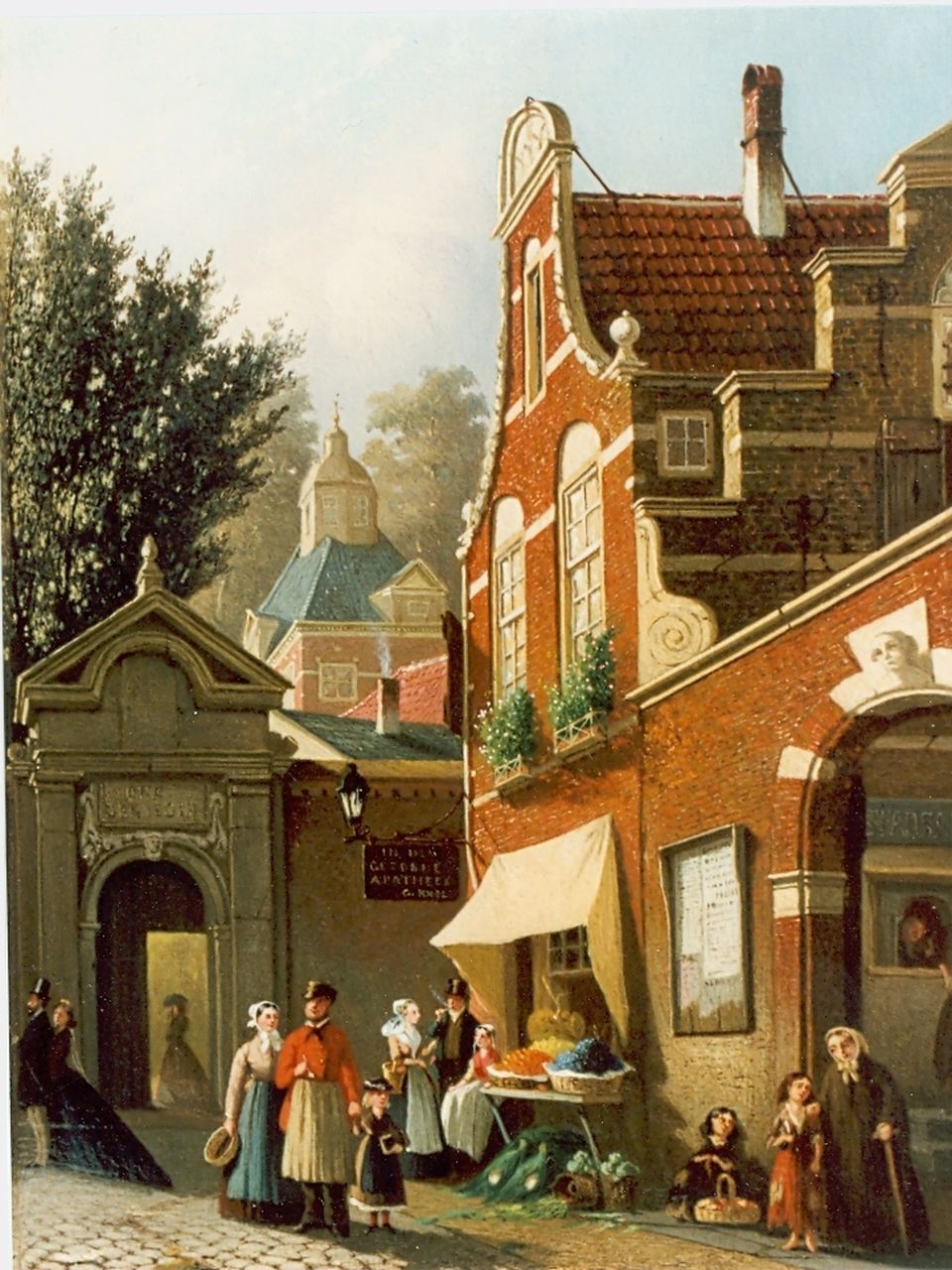 Bles J.  | Joseph Bles, Bij de apotheek, olieverf op paneel 28,8 x 23,0 cm, gesigneerd rechtsonder