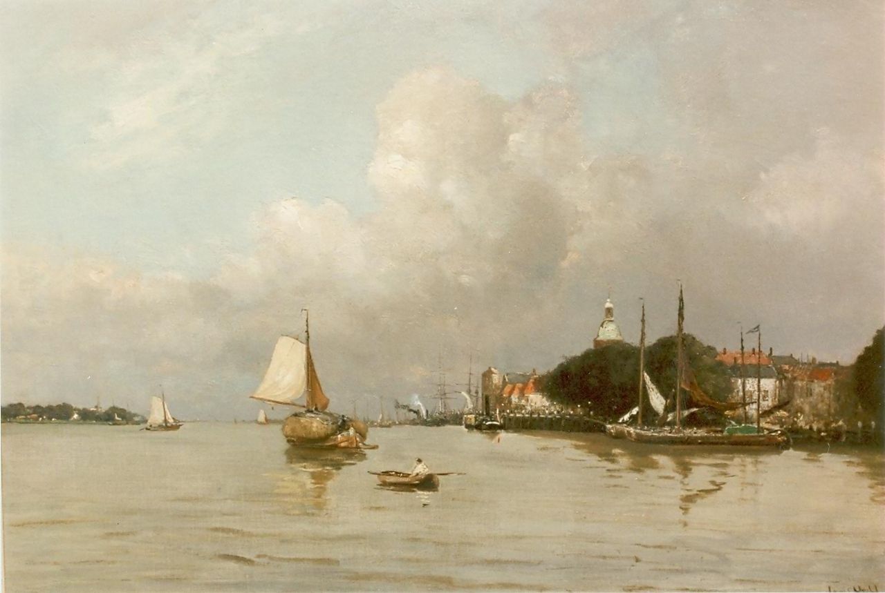 Apol L.F.H.  | Lodewijk Franciscus Hendrik 'Louis' Apol, Haven van Dordrecht, olieverf op doek 55,5 x 80,5 cm, gesigneerd rechtsonder