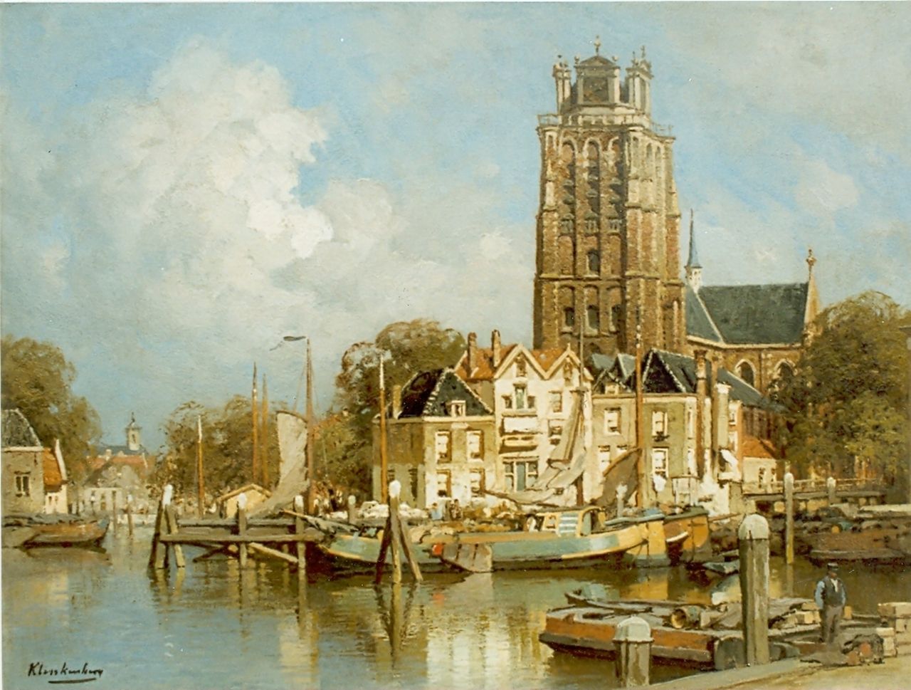 Klinkenberg J.C.K.  | Johannes Christiaan Karel Klinkenberg, Gezicht op Dordrecht, olieverf op doek 39,0 x 53,2 cm, gesigneerd linksonder