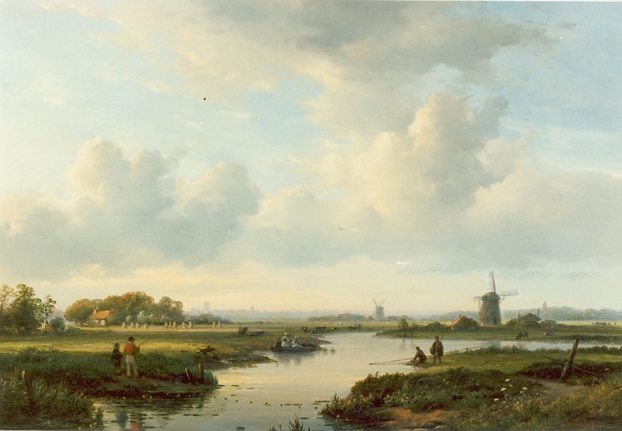 Kleijn L.J.  | Lodewijk Johannes Kleijn, Hollands rivierlandschap, olieverf op doek 39,3 x 28,6 cm, gesigneerd rechtsonder