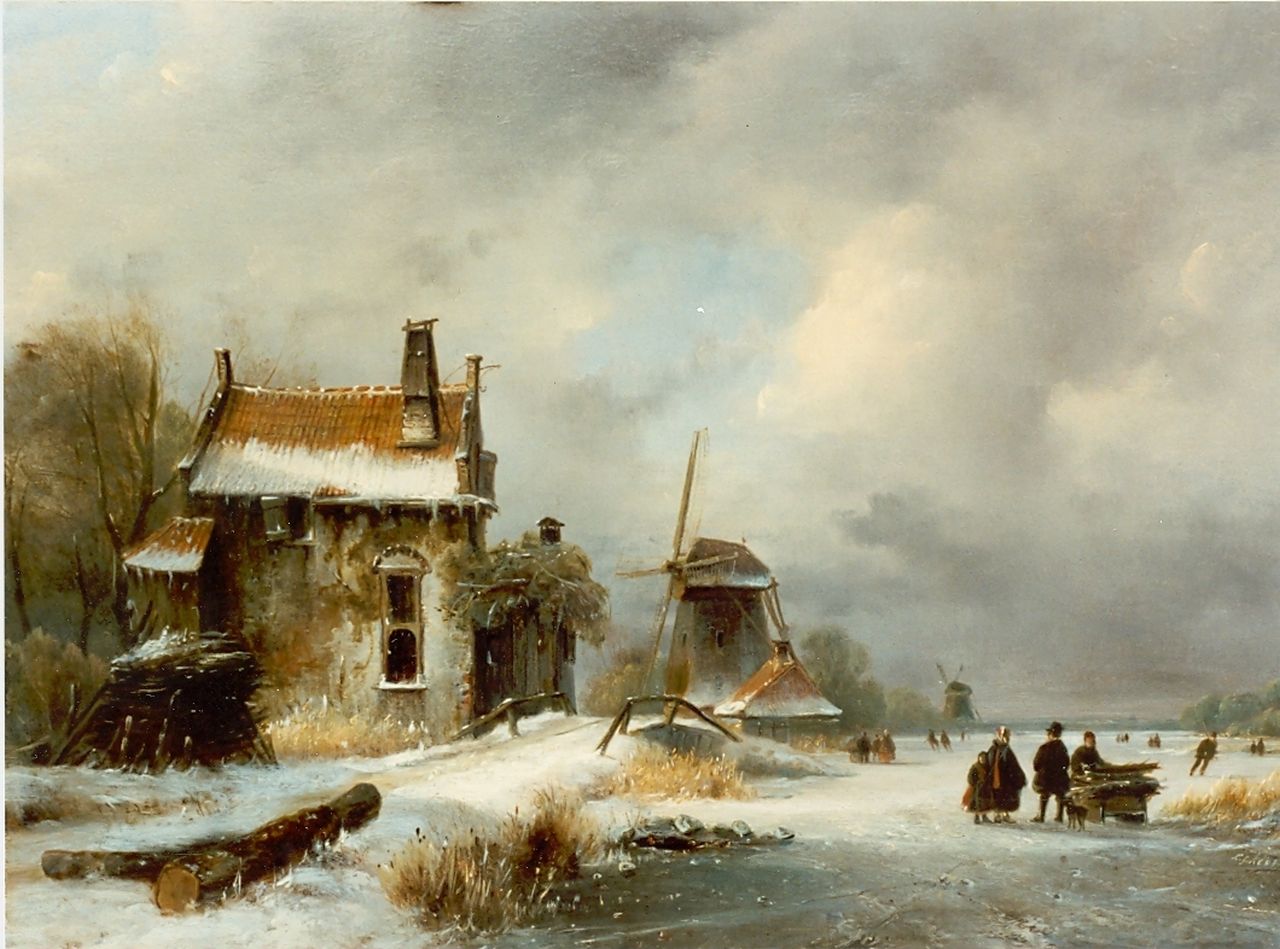 Kleijn L.J.  | Lodewijk Johannes Kleijn, Hollandse winter, olieverf op paneel 31,5 x 43,5 cm, gesigneerd rechtsonder