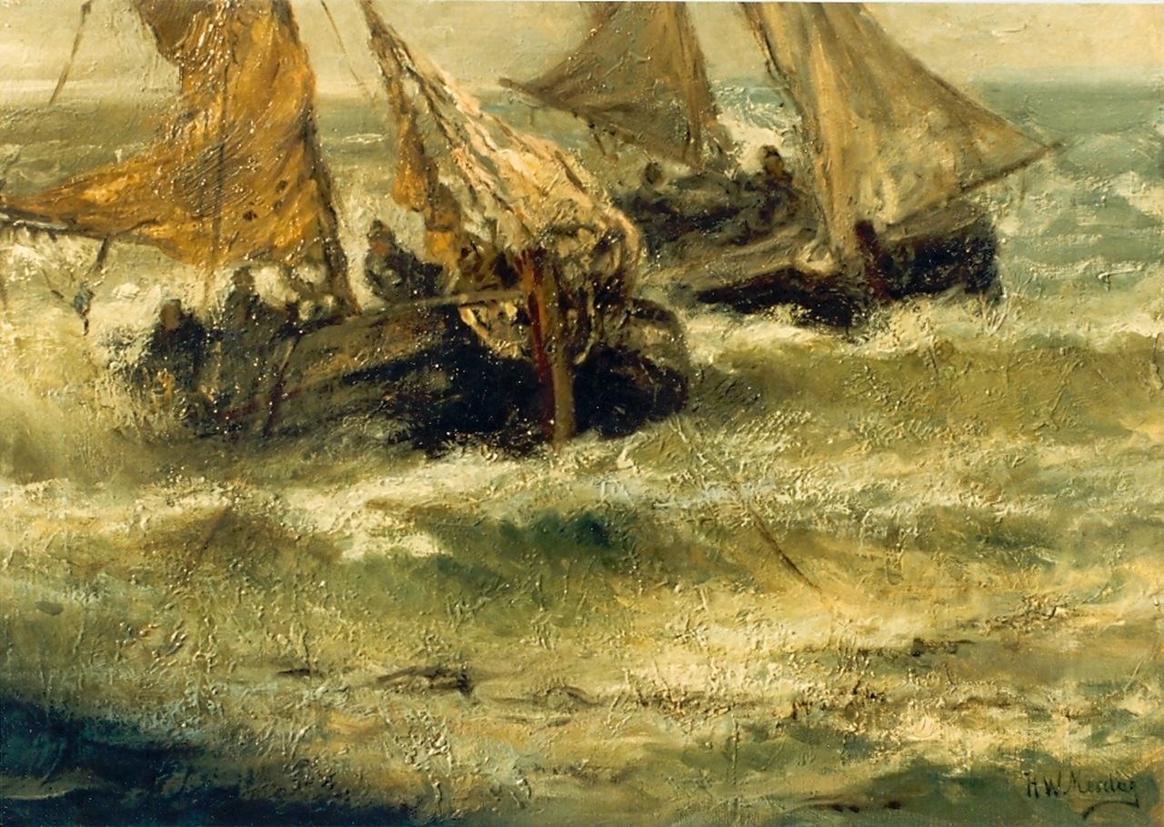 Mesdag H.W.  | Hendrik Willem Mesdag, De visvangst, olieverf op doek 43,0 x 59,0 cm, gesigneerd rechtsonder