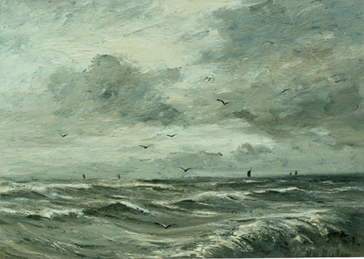 Mesdag H.W.  | Hendrik Willem Mesdag, Zeegezicht, olieverf op paneel 23,0 x 31,0 cm, gesigneerd rechtsonder