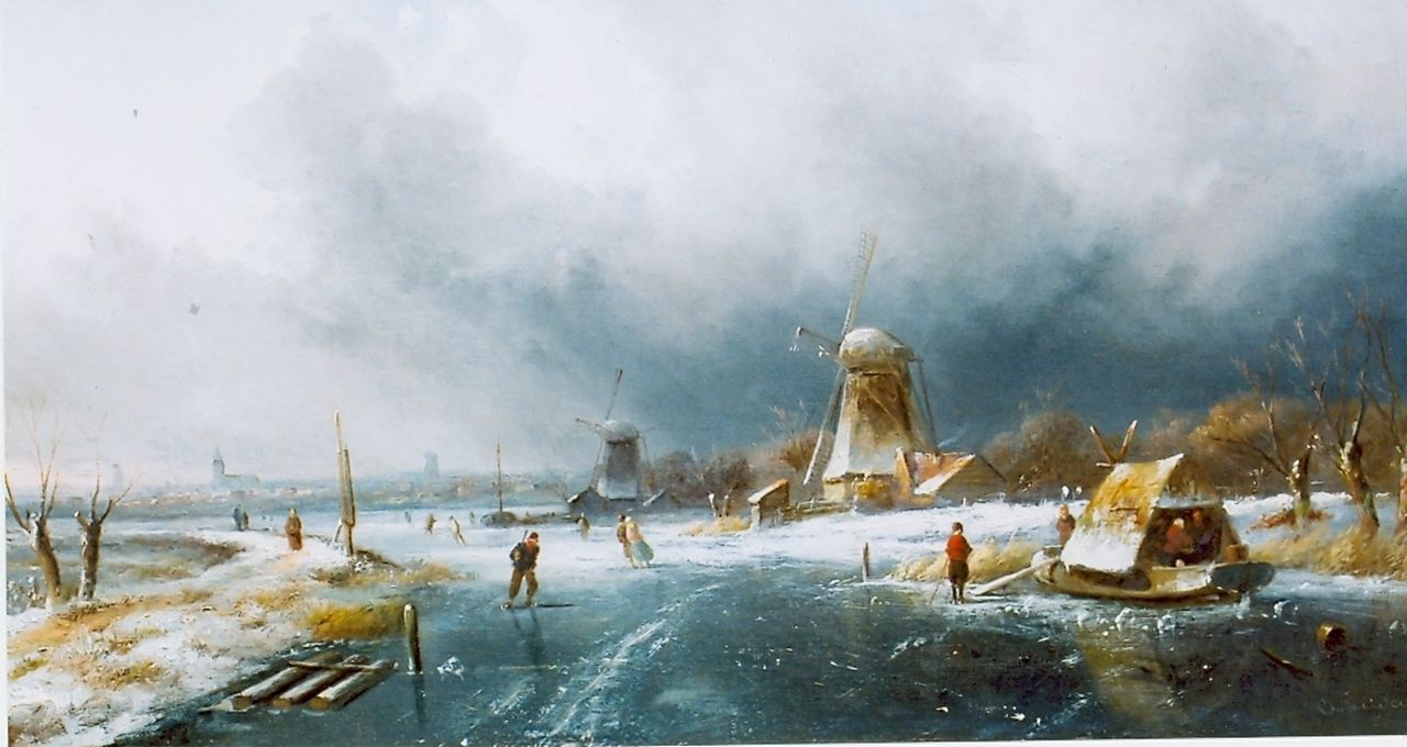 Leickert C.H.J.  | 'Charles' Henri Joseph Leickert, Hollands ijsgezicht, olieverf op paneel 300,0 x 420,0 cm, gesigneerd rechtsonder