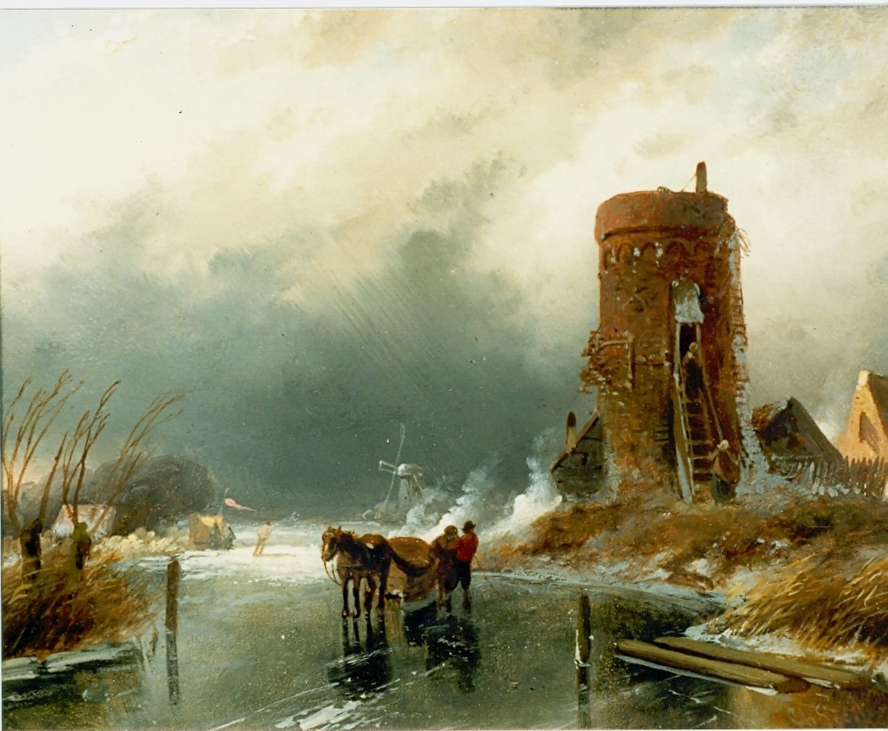 Leickert C.H.J.  | 'Charles' Henri Joseph Leickert, Storm op komst, olieverf op paneel 15,2 x 19,5 cm, gesigneerd rechtsonder