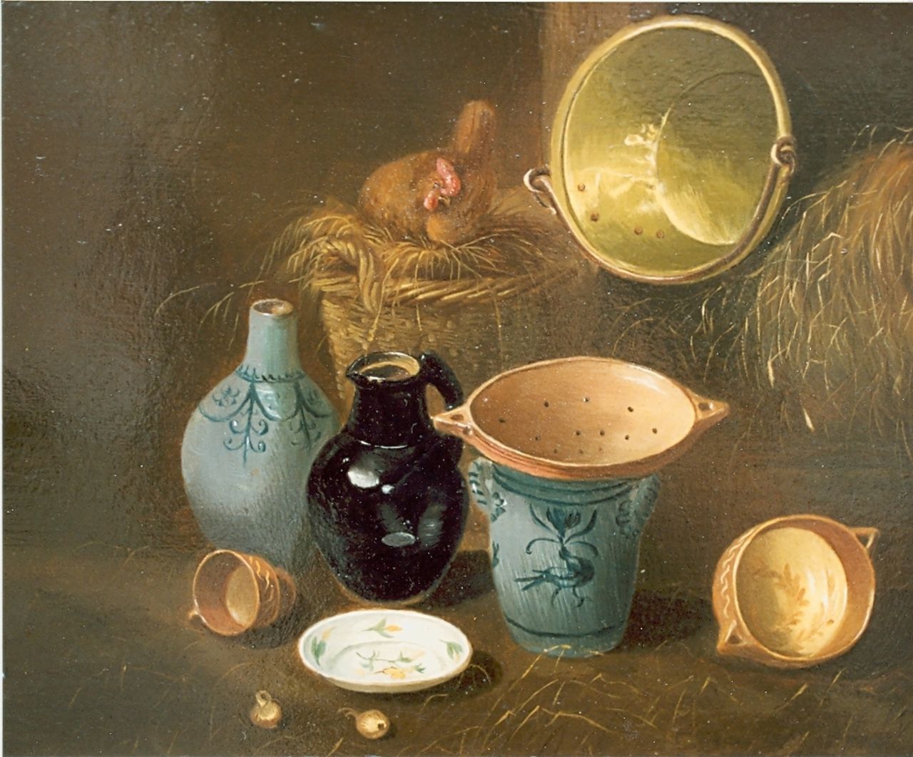 Wilhelm Albertus Lammers | Stilleven van keukenattributen, olieverf op paneel, 22,6 x 28,4 cm