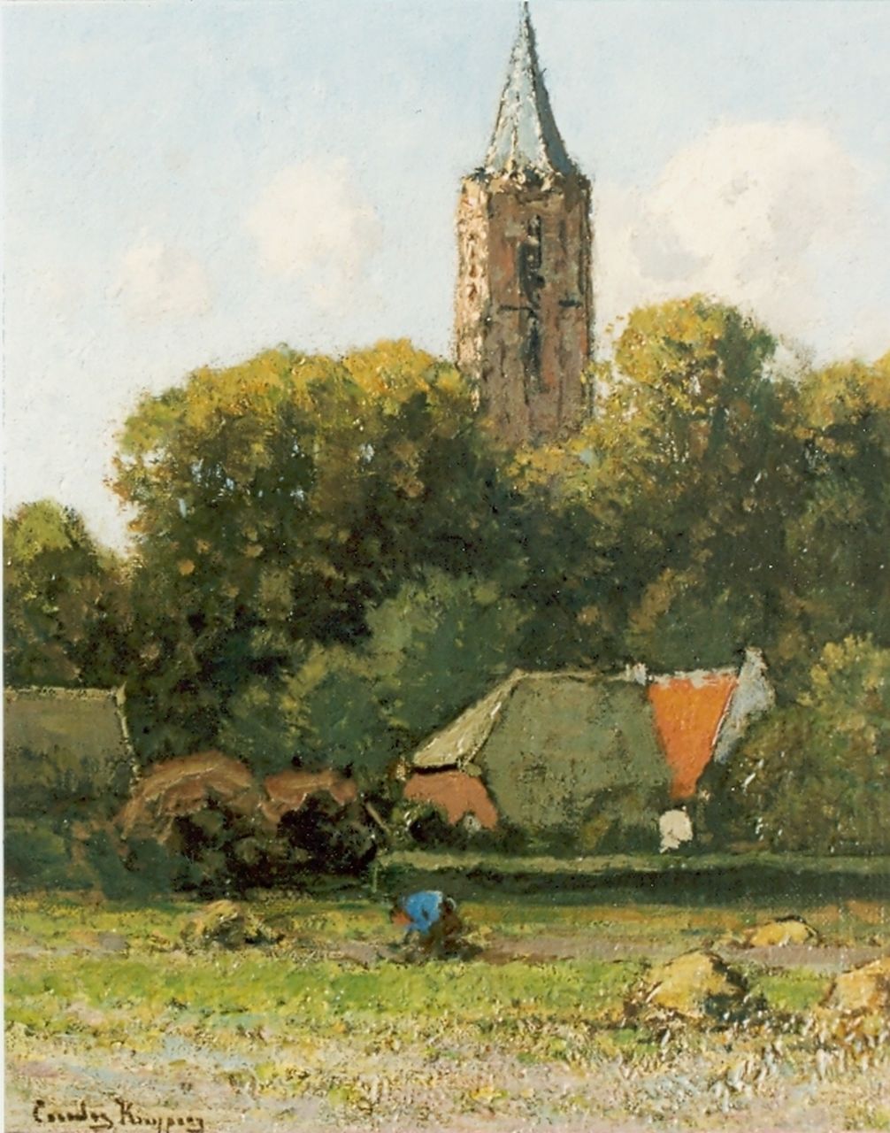 Kuijpers C.  | Cornelis Kuijpers, Kerk te 'Soest', olieverf op paneel 31,0 x 26,5 cm, gesigneerd linksonder