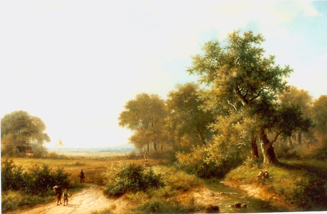 Koekkoek P.H.  | Pieter Hendrik 'H.P.' Koekkoek, Figuren in een landschap, olieverf op doek 66,0 x 99,0 cm, gesigneerd linksonder