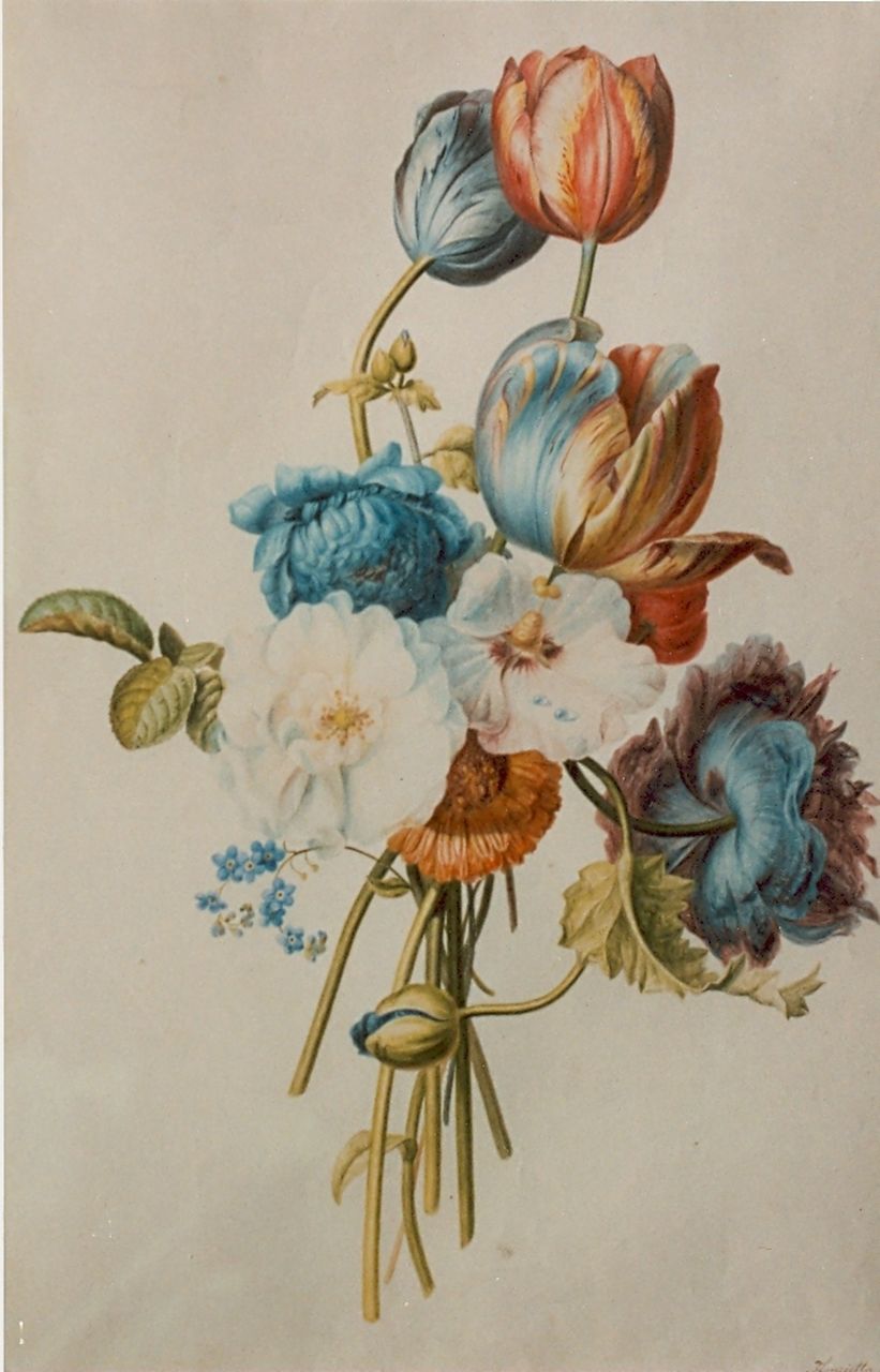 Knip H.G.  | 'Henriëtte' Geertruida Knip, Bloemstilleven, aquarel op papier 52,5 x 35,5 cm, gesigneerd rechtsonder