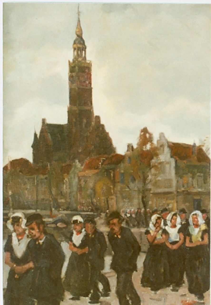 Noltee B.C.  | Bernardus Cornelis 'Cor' Noltee, Zondag te Veere, olieverf op doek 50,0 x 35,0 cm, gesigneerd rechtsonder