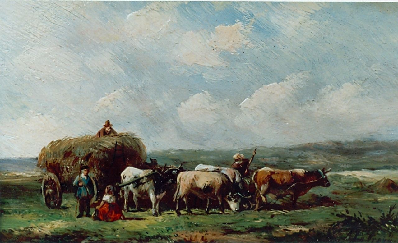 Prooijen A.J. van | Albert Jurardus van Prooijen, Hooitijd, olieverf op paneel 12,7 x 20,0 cm, gesigneerd rechtsonder