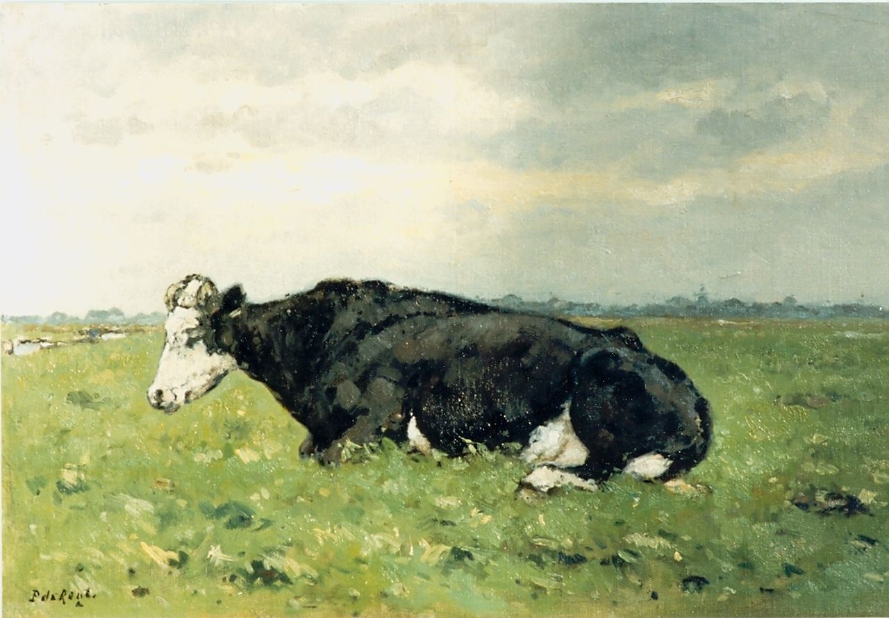 Regt P. de | Pieter 'Piet' de Regt, Koe in een weiland, olieverf op doek op paneel 40,5 x 60,1 cm, gesigneerd linksonder